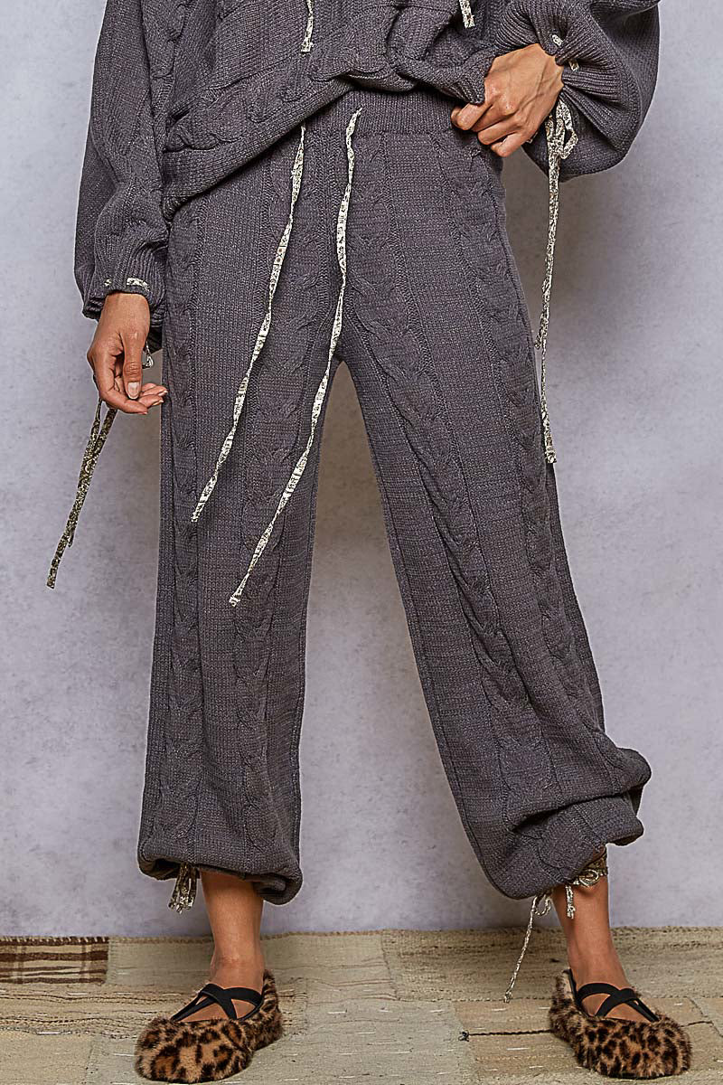 POL Straight sweater pants in chenille Charcoal