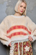 POL Round neck balloon sleeve relaxed fit w/LOVE & PEACE letters.