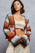 POL Long Sleeve open cardigan Orange Multi