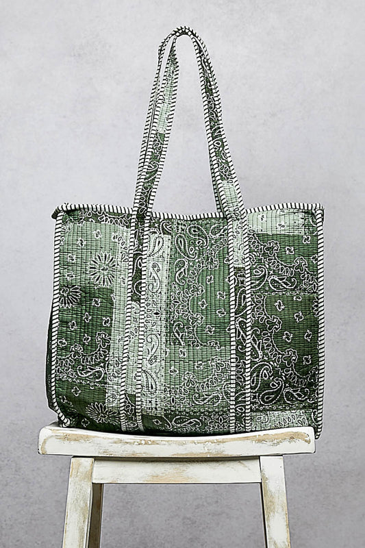 POL Tote bag quilted green multi