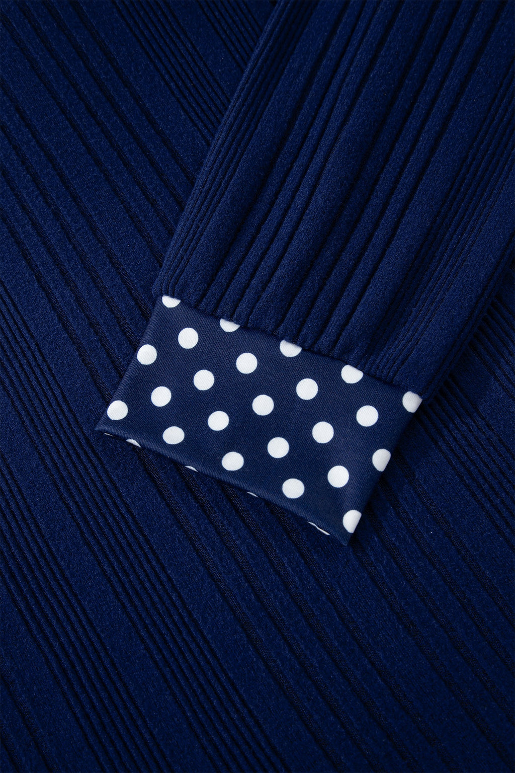 Polka Dot Patchwork Bow Tie V-Neck Top