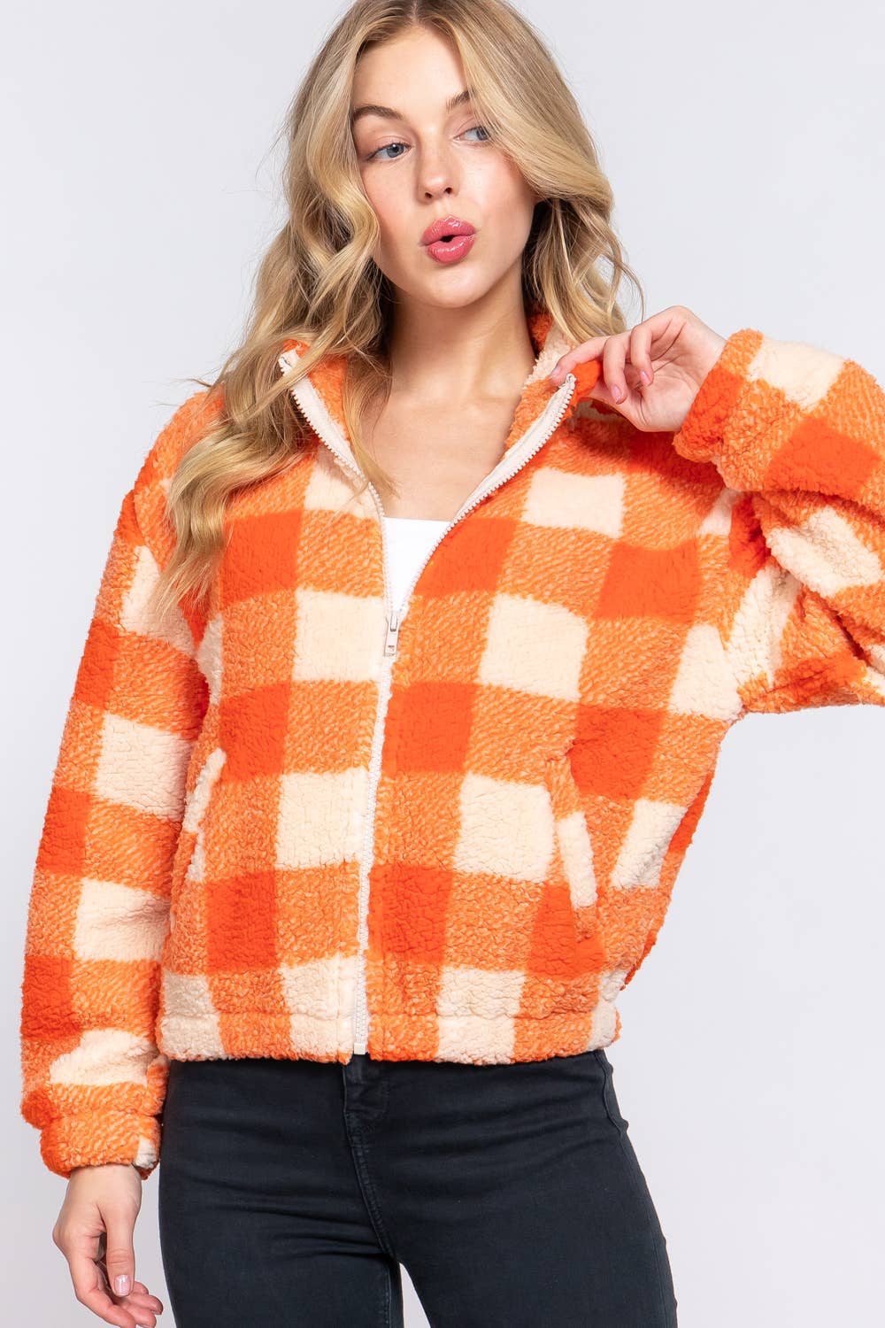 ',,,._ Faux fur Jacket: CAMEL-173616 / L