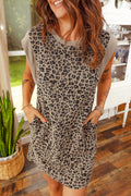 Leopard Textured Sleeveless Mini Dress