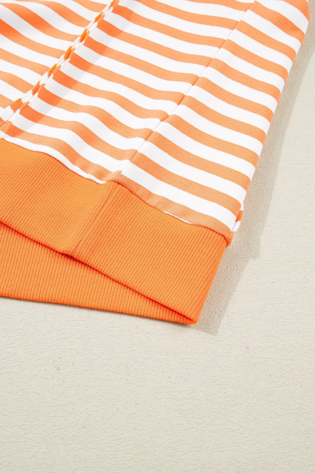 Stripe 3/4 Sleeve Exposed Seam Pullover Top