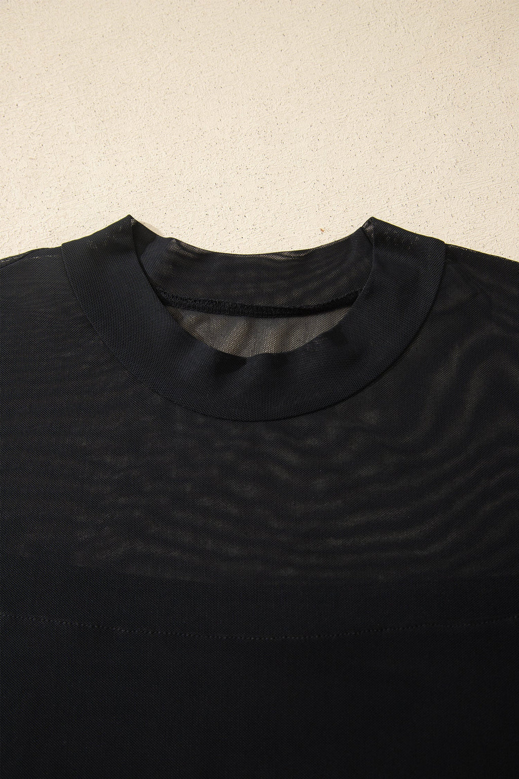 Plus Size Sheer Mesh Panel Short Sleeve Top