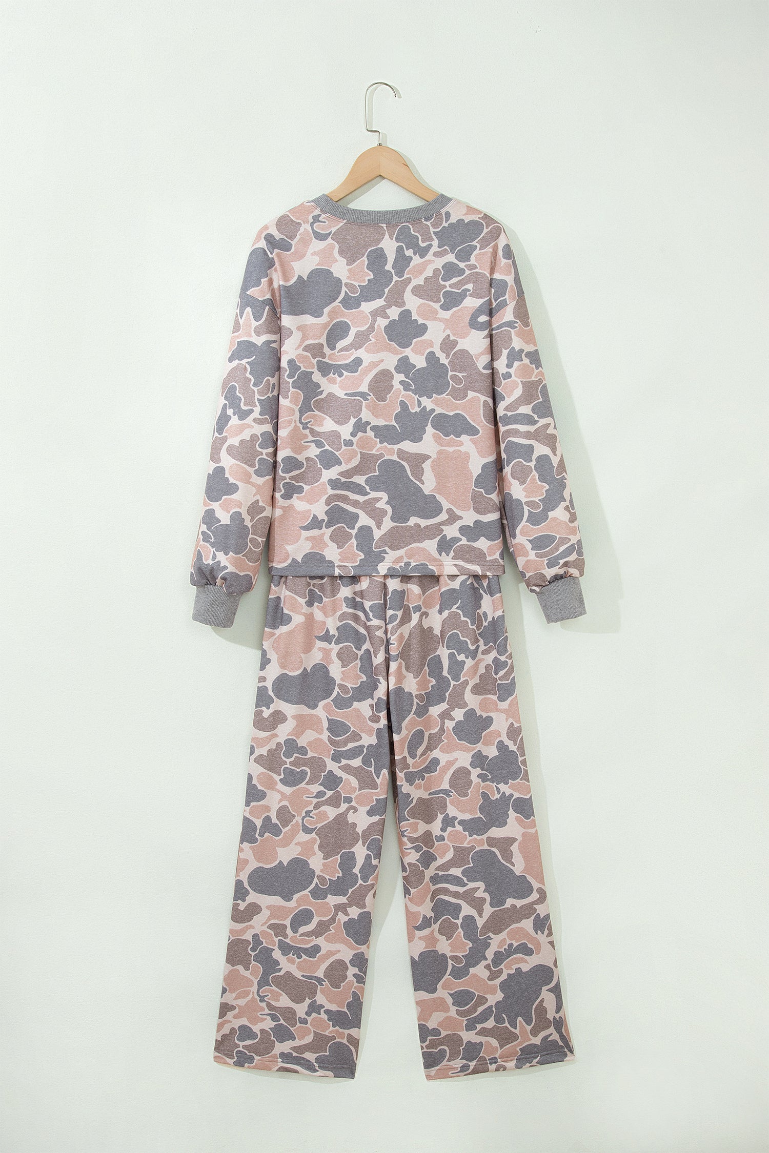 Camo Long Sleeve Top & Loose Pants Set