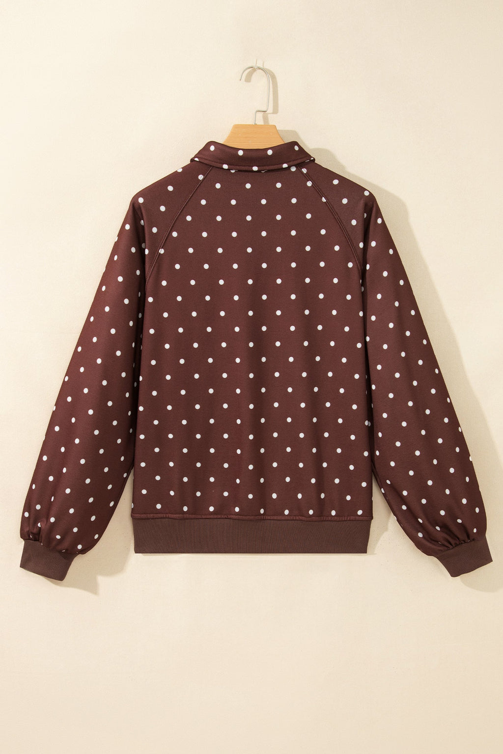 Polka Dot Metal Button Collar Pullover Sweatshirt