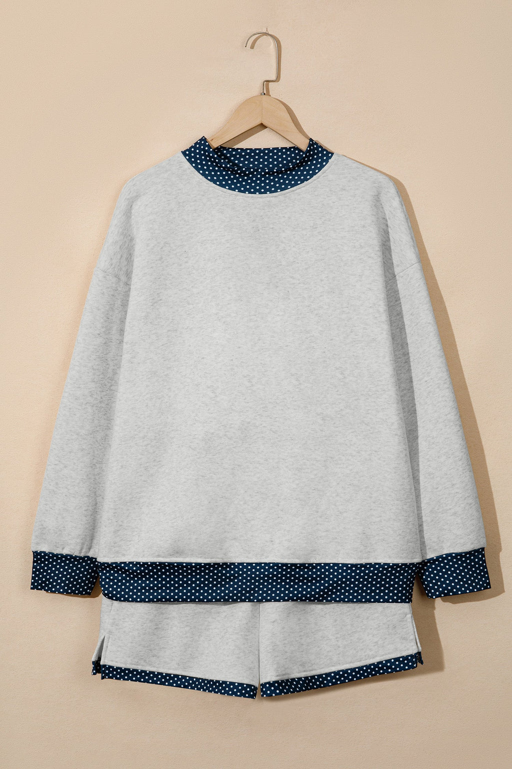 Polka Dot Patchwork Sweatshirt & Shorts Set