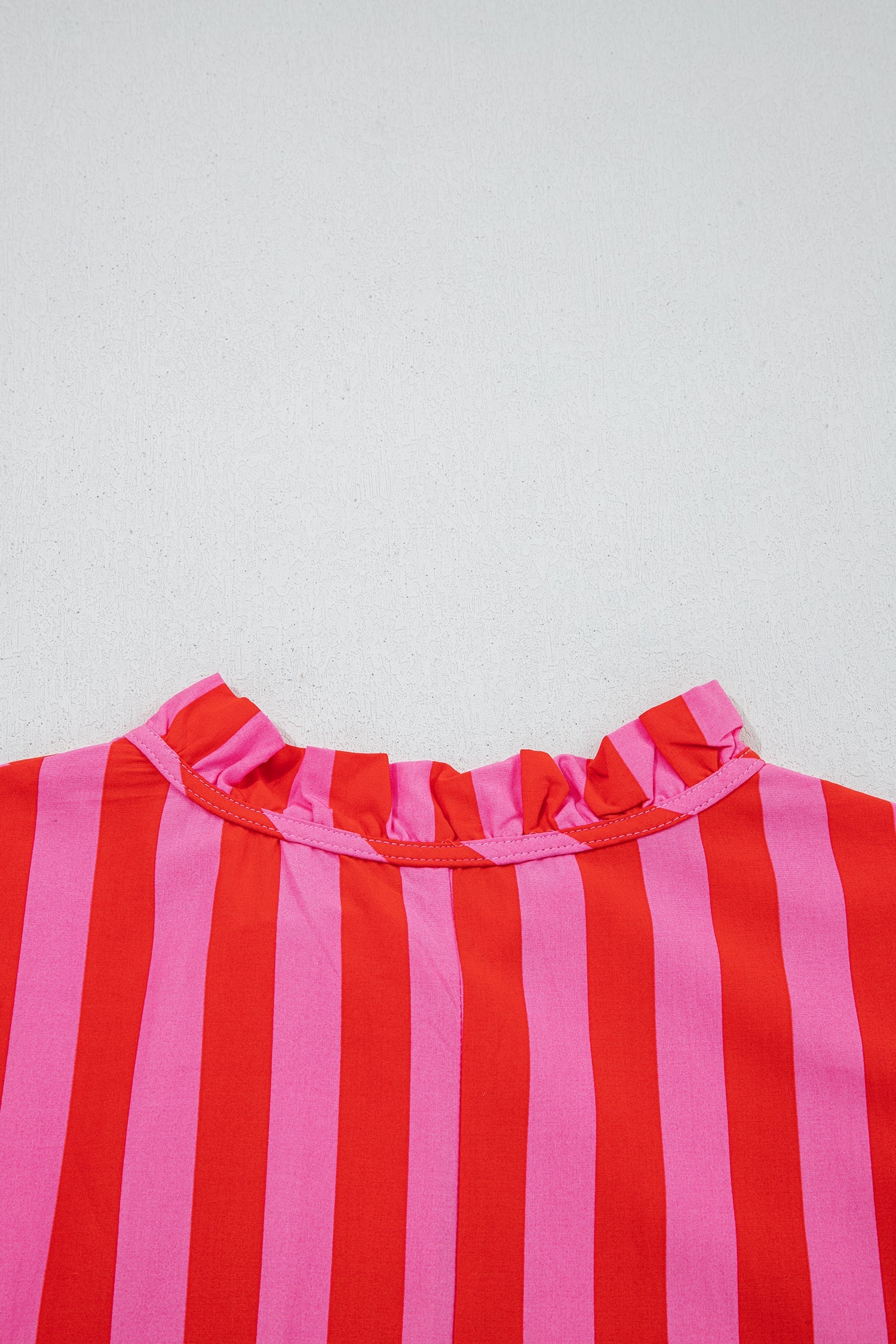 Stripe Half-Button Puff Sleeve Mini Dress