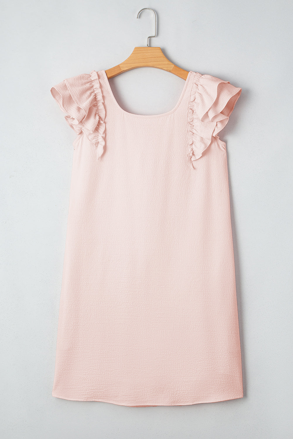 Textured Flutter Sleeve Square Neck Bow Back Dress