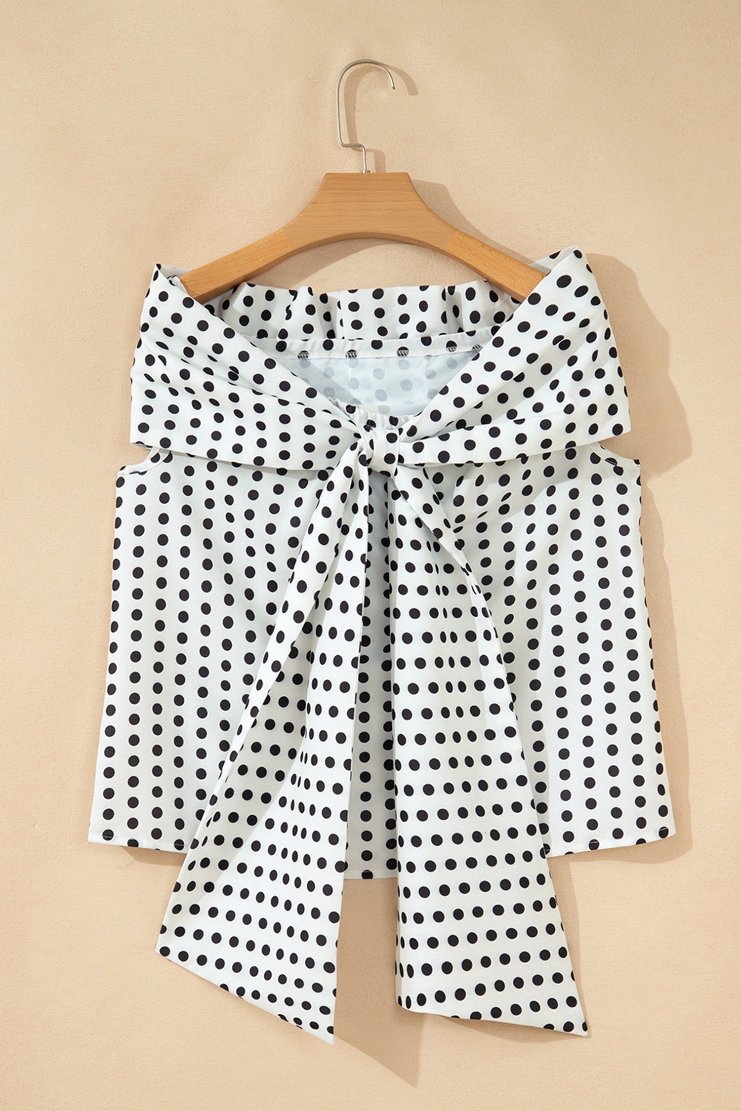 Polka Dot Off Shoulder Bow Knot Sleeve Blouse