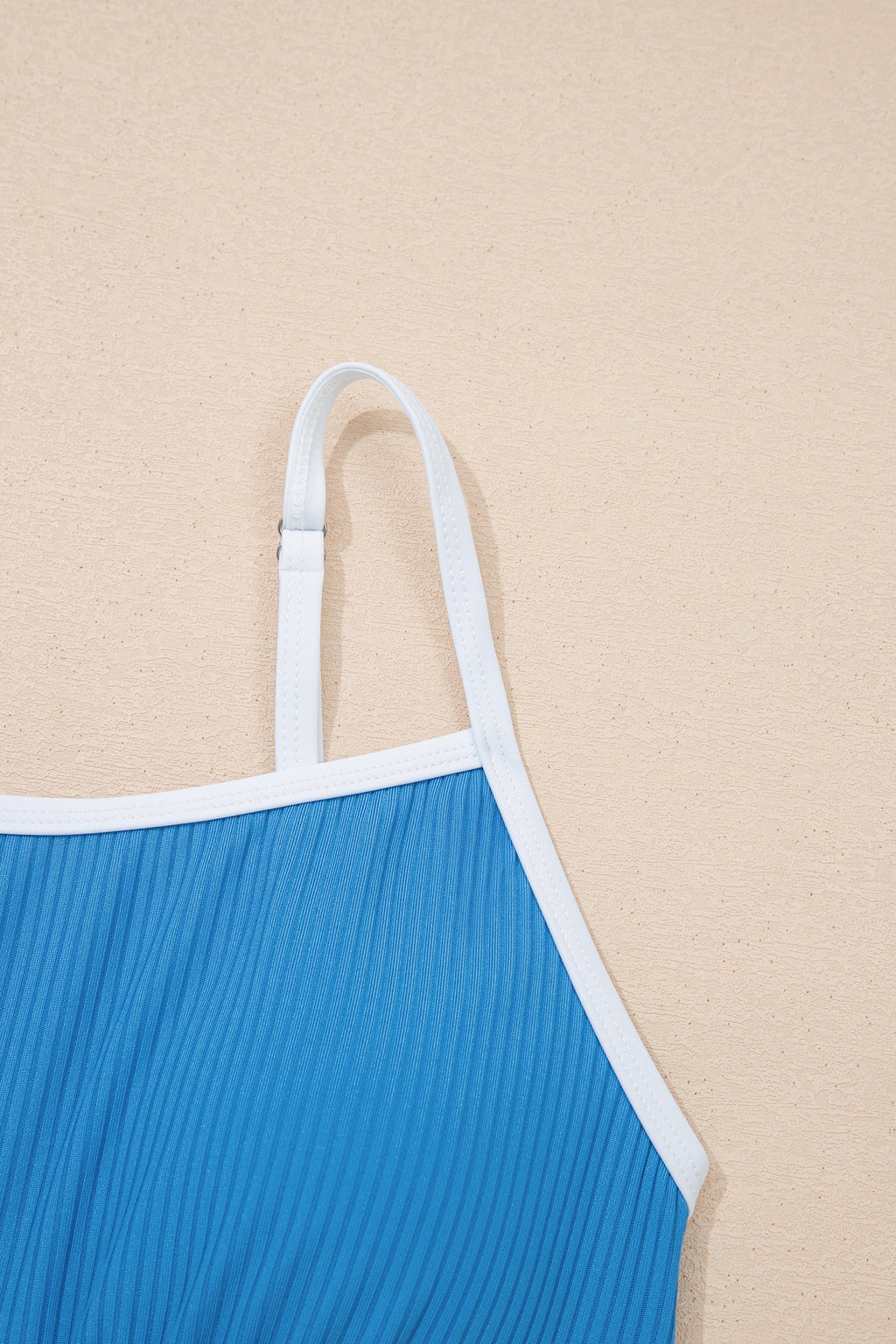 Contrast Trim Ribbed Lined Swim Dress w/ Pockets