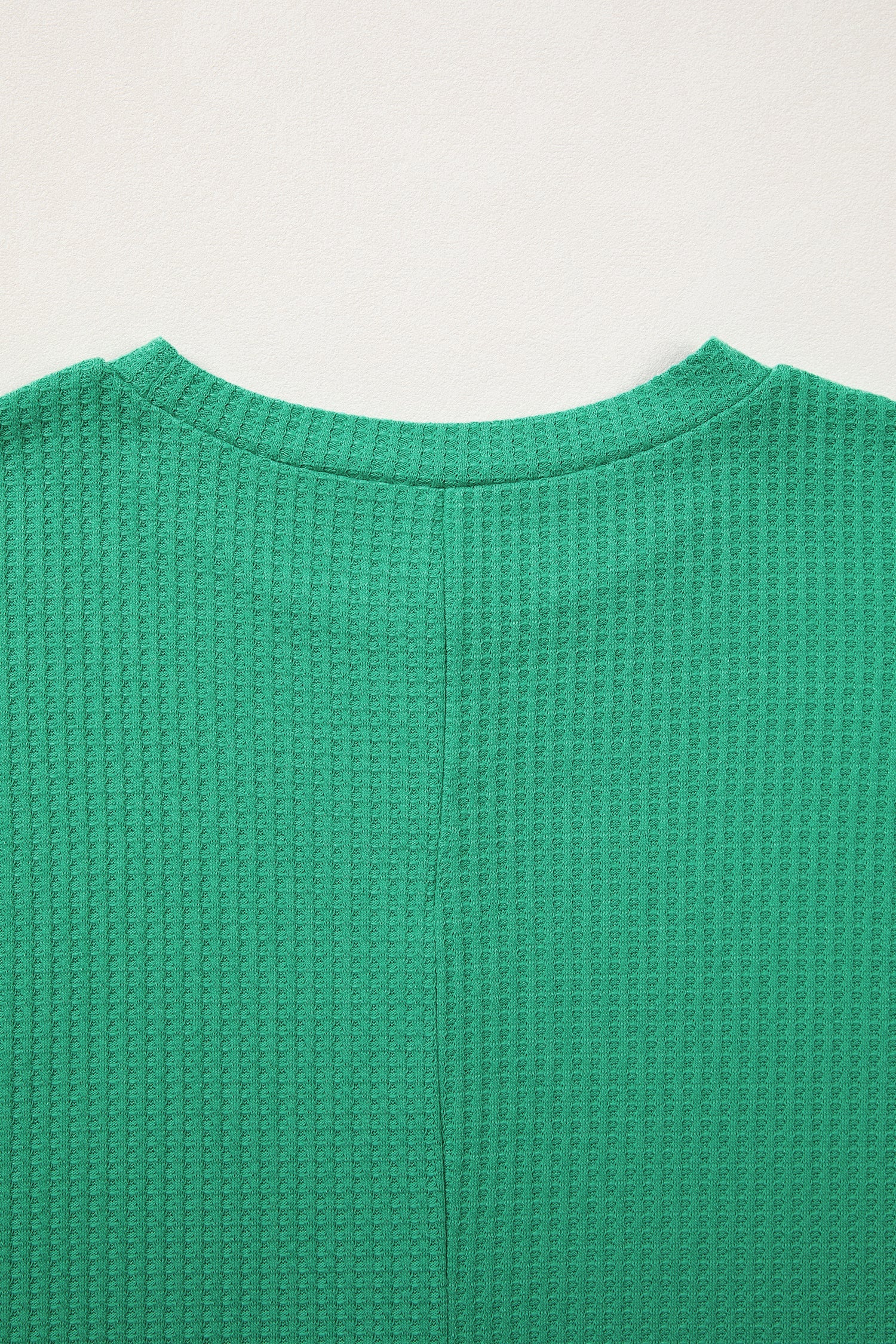 Solid Waffle Knit Dolman Short Sleeve Loose Top