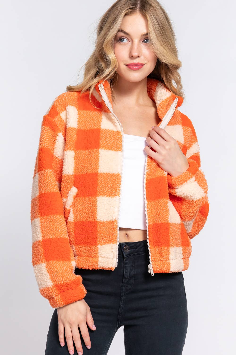 ',,,._ Faux fur Jacket: CAMEL-173616 / M