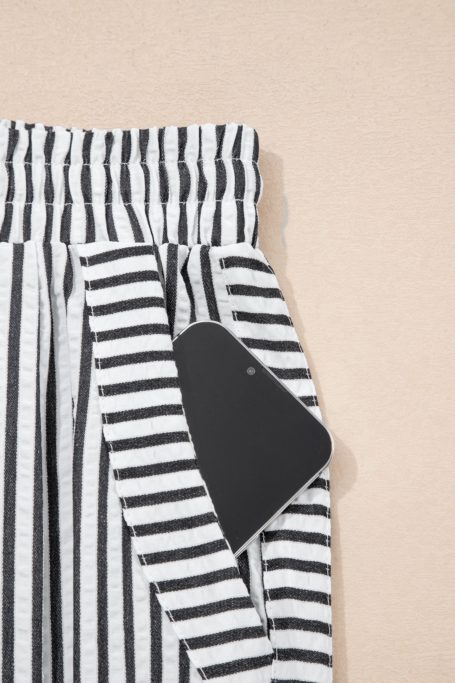 Stripe Wide Leg Elastic Drawstring Pants