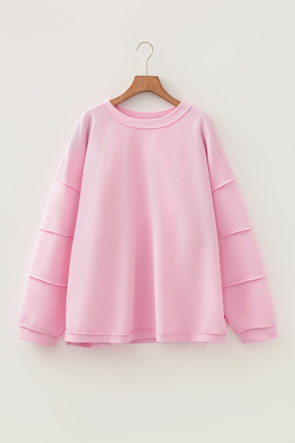 Plus Size Solid Ribbed Drop Shoulder Top