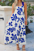 Floral Crisscross Tie-Back Sleeveless Maxi Dress
