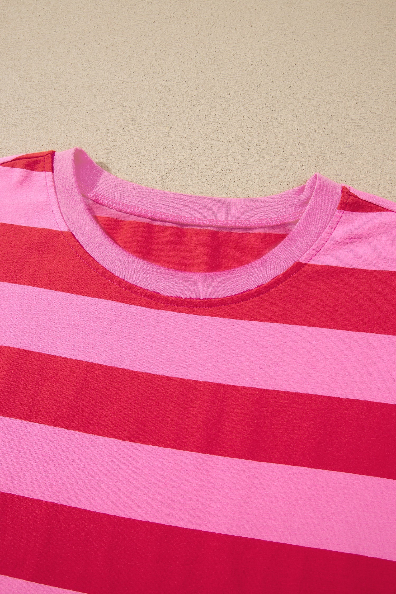 Stripe Cuffed Short Sleeve T-Shirt Long Dress w/ Pockets