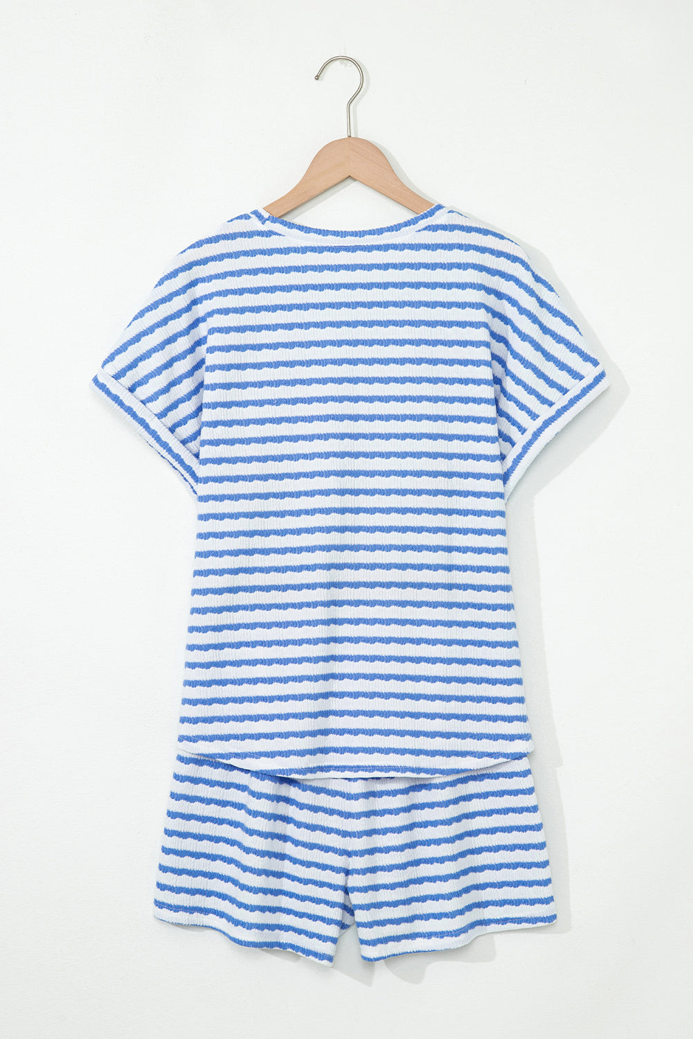 Stripe Knitted Top & Drawstring Shorts Set