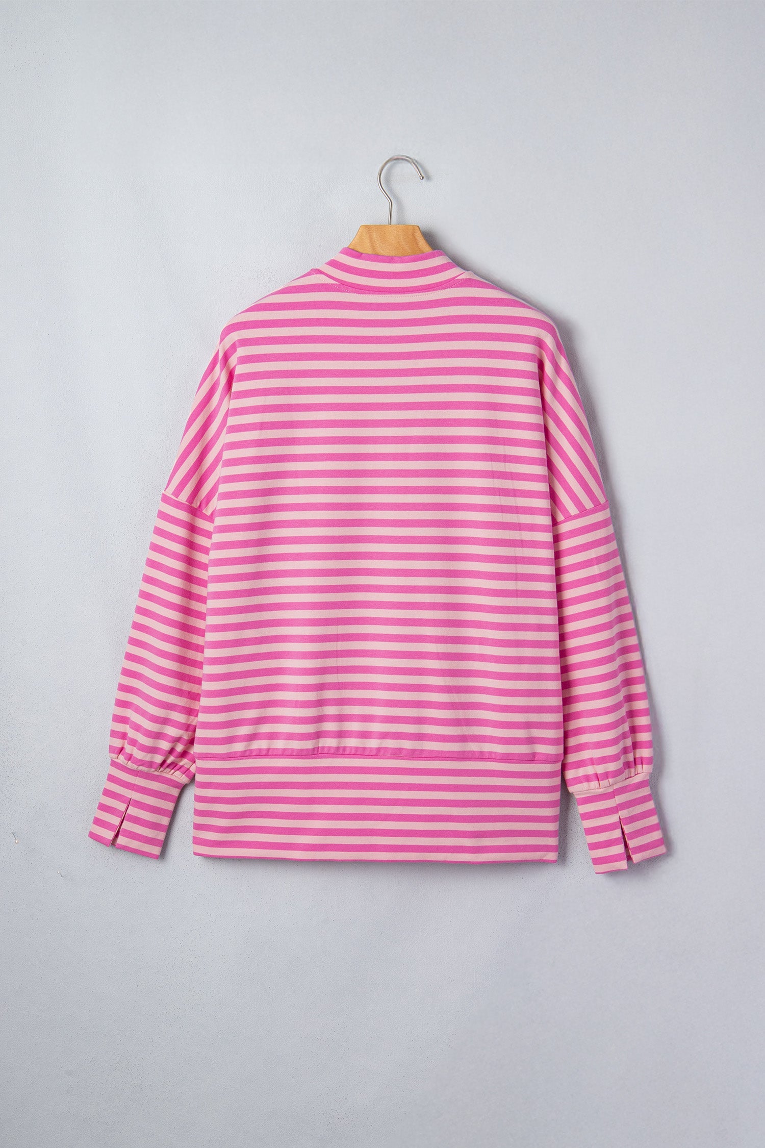 Stripe Puff Sleeve Zip-Up Sweatshirt Jacket