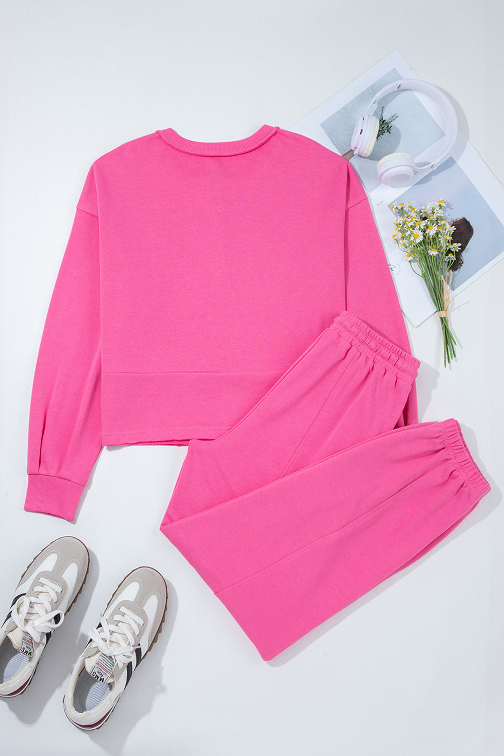 Solid Half-Button Pullover and Jogger Pants Set