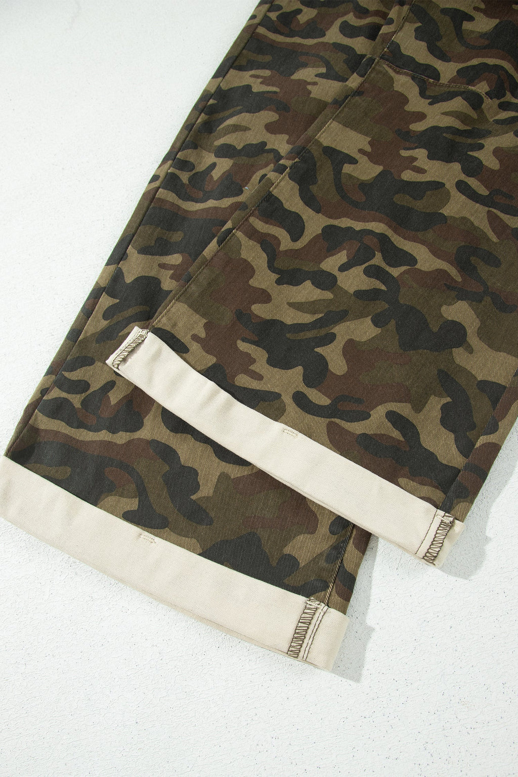 Camo Retro Grommet Tie Waist Loose Jeans