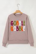 GOBBLE Thanksgiving Raw Hem Sweatshirt