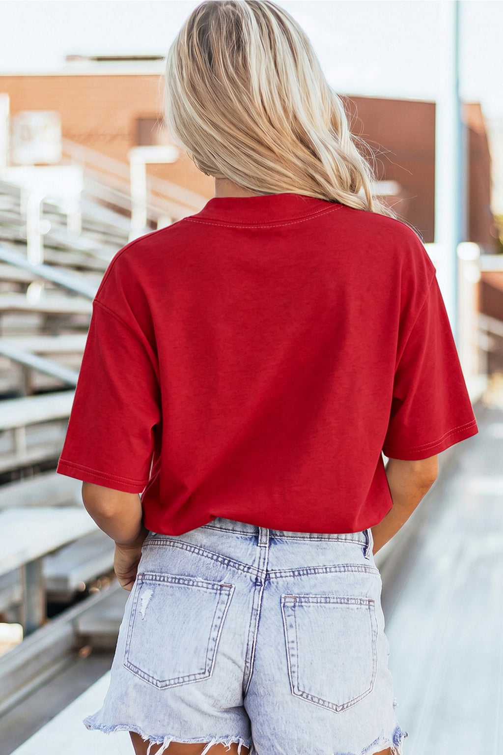 Reversible Contrast Stitching Mock Neck T-Shirt