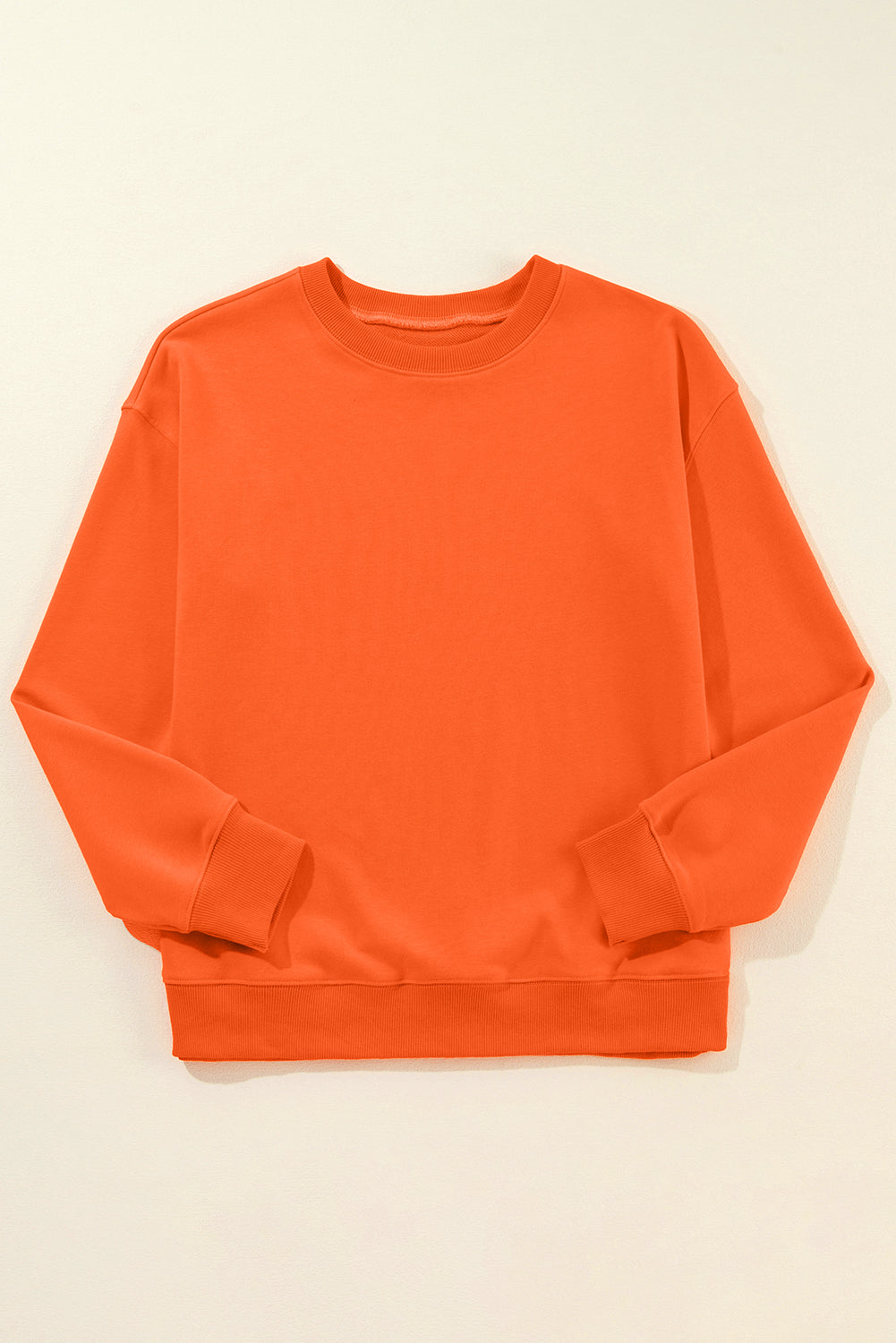 Solid Drop Shoulder Crewneck Pullover Sweatshirt
