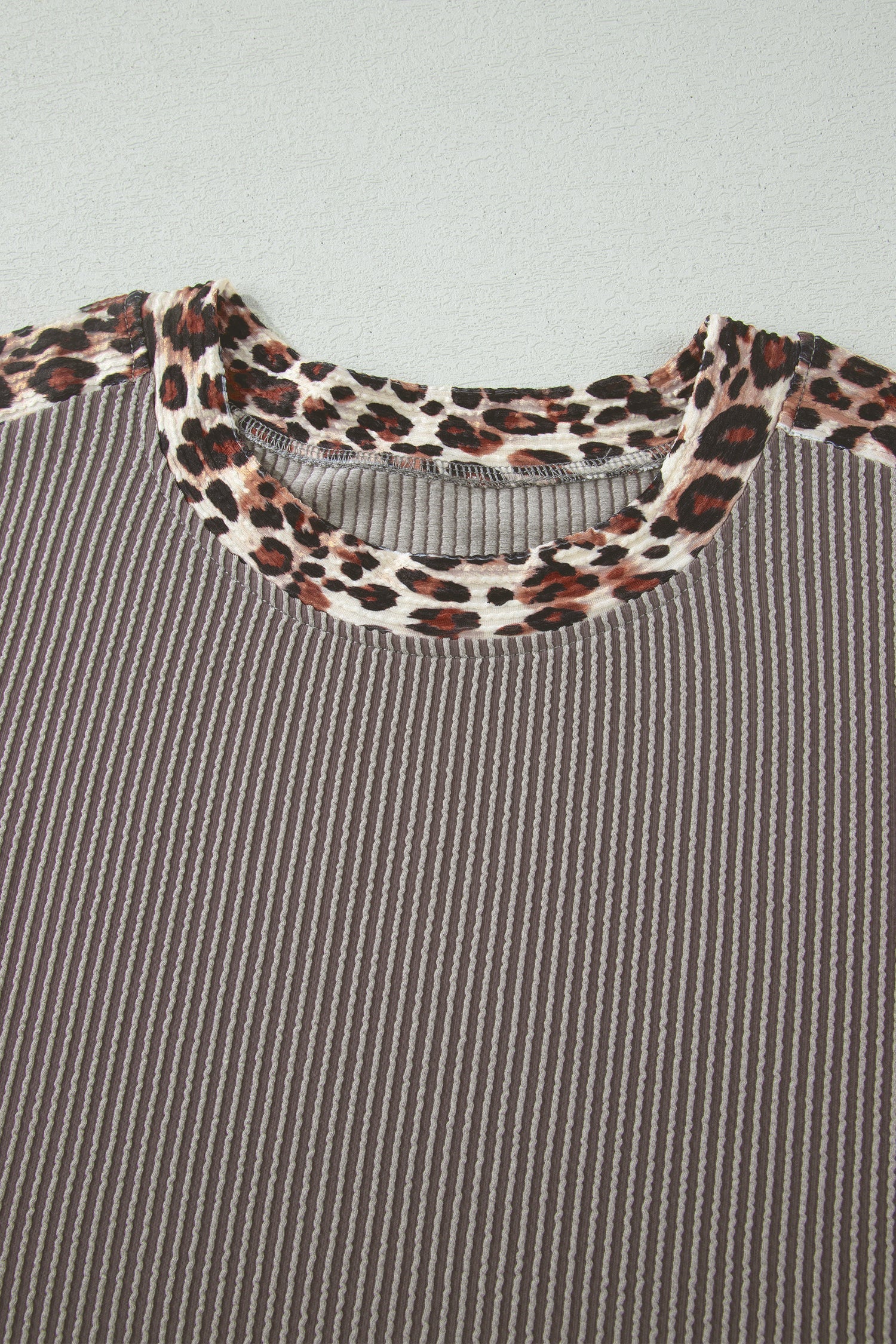 Leopard Trim Corded Top & Shorts Set