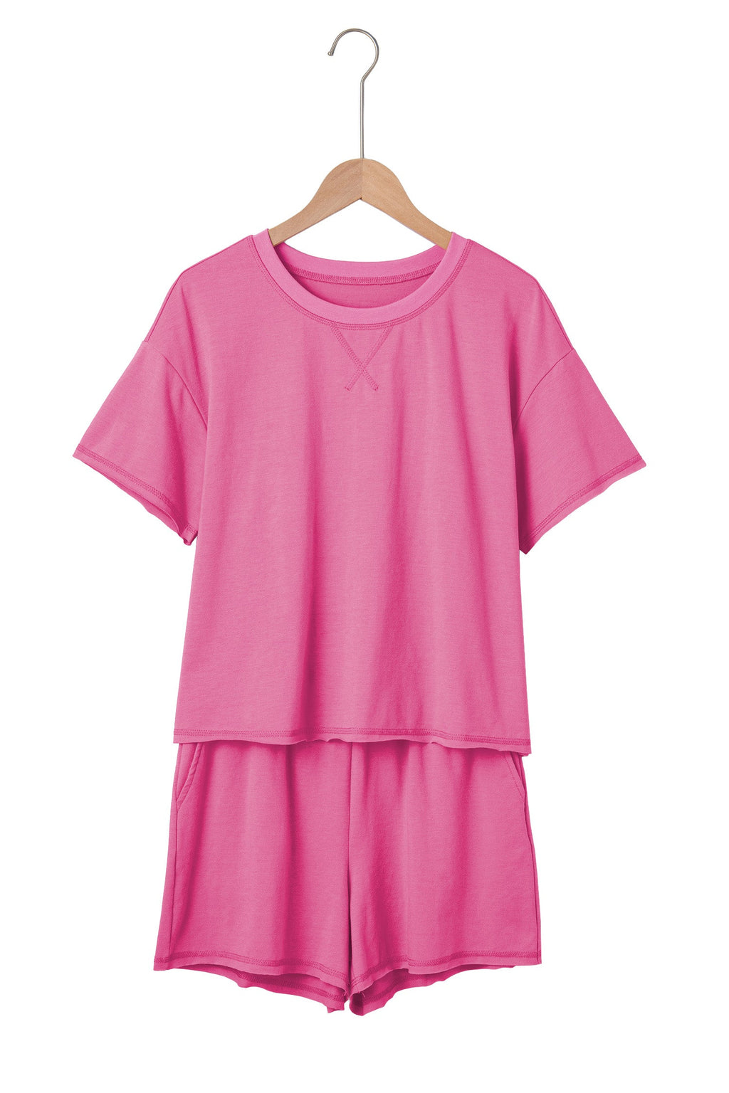 Solid Tee & Stipe Waistband Short Set