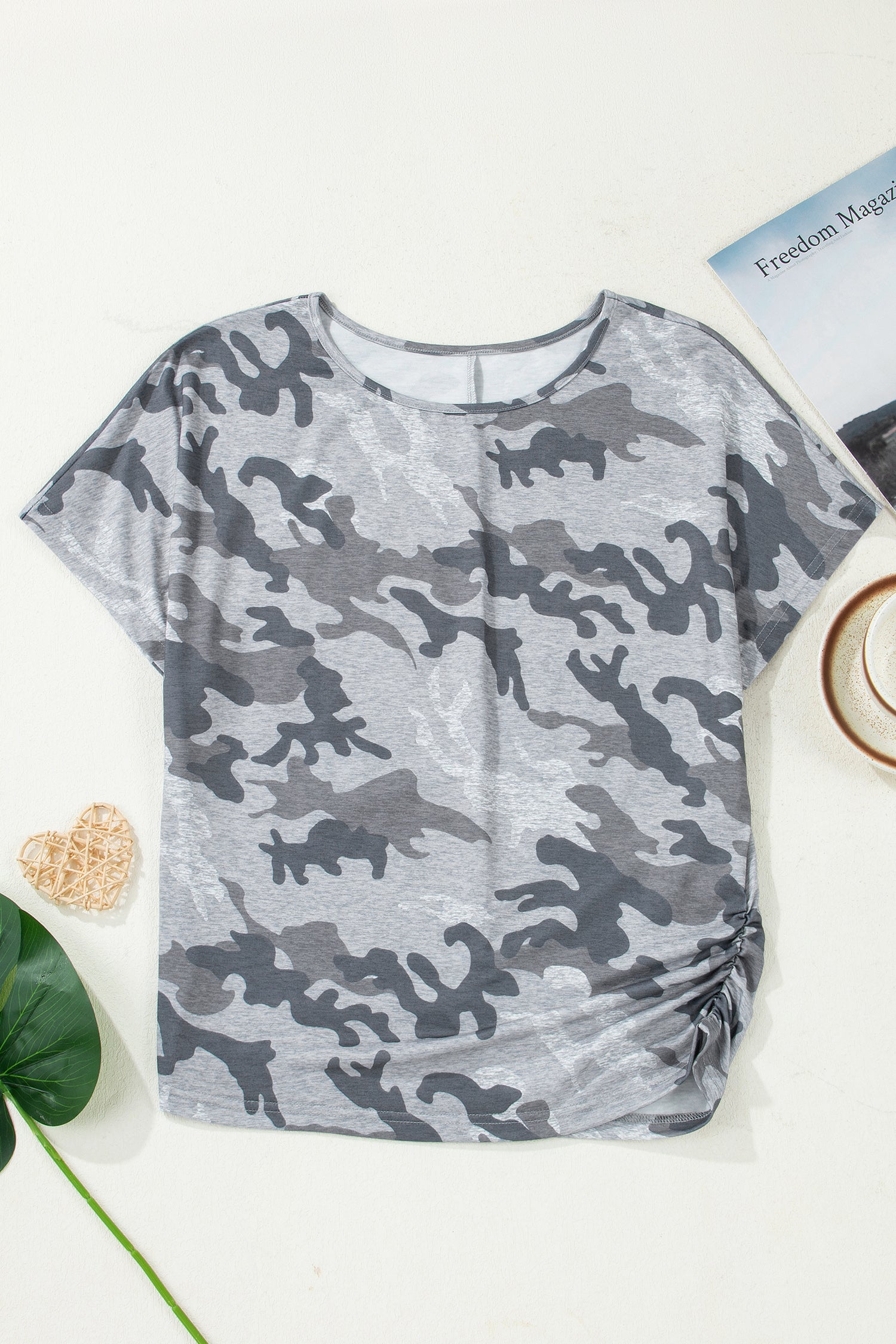 Camo Short Sleeve Round Neck T-Shirt