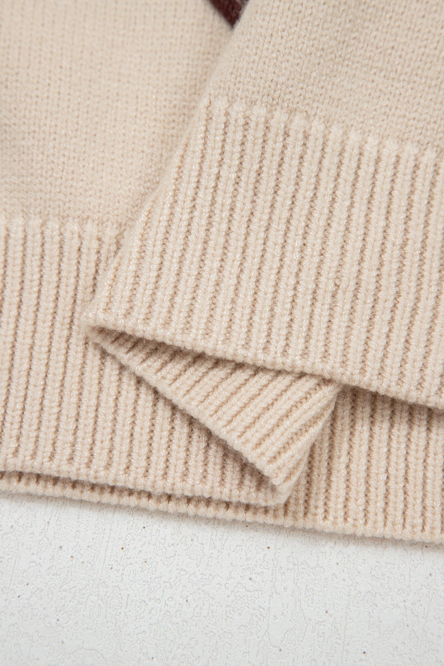 Western Corded Horseshoe Mock Neck Short Sleeve Sweater