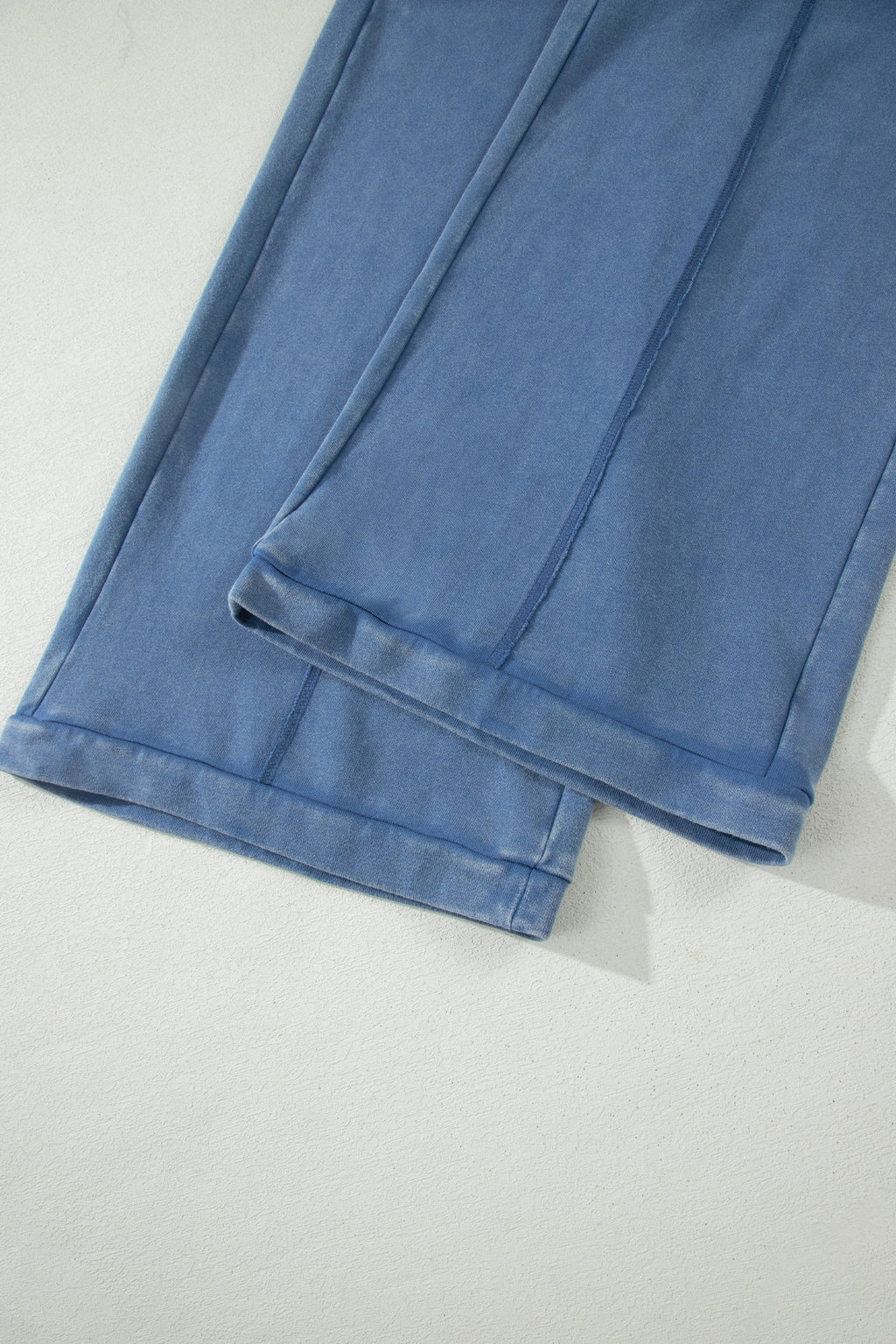 Solid Mineral Wash Drawstring Wide Leg Pants