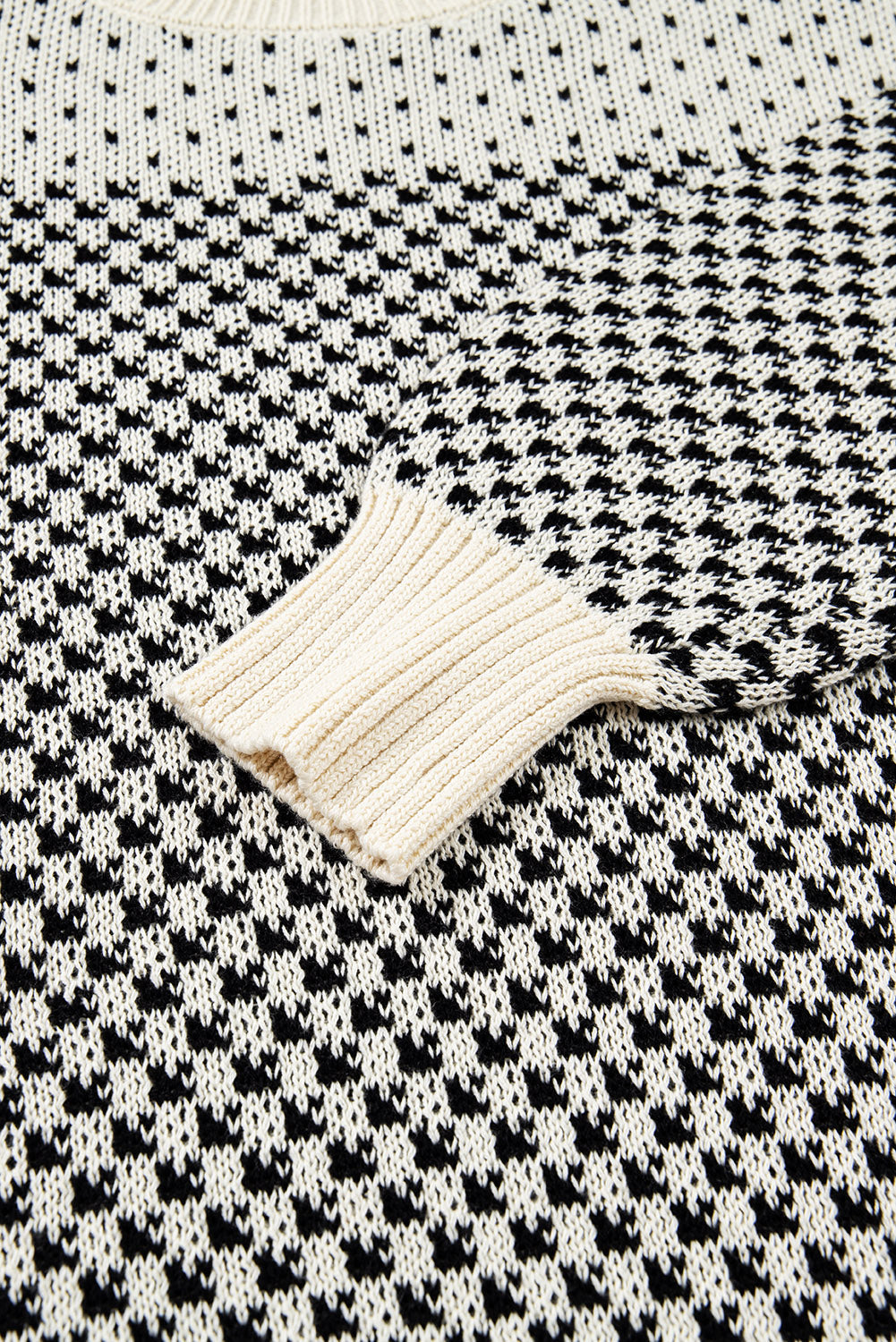 Dotted Colorblock Lantern Sleeve Sweater