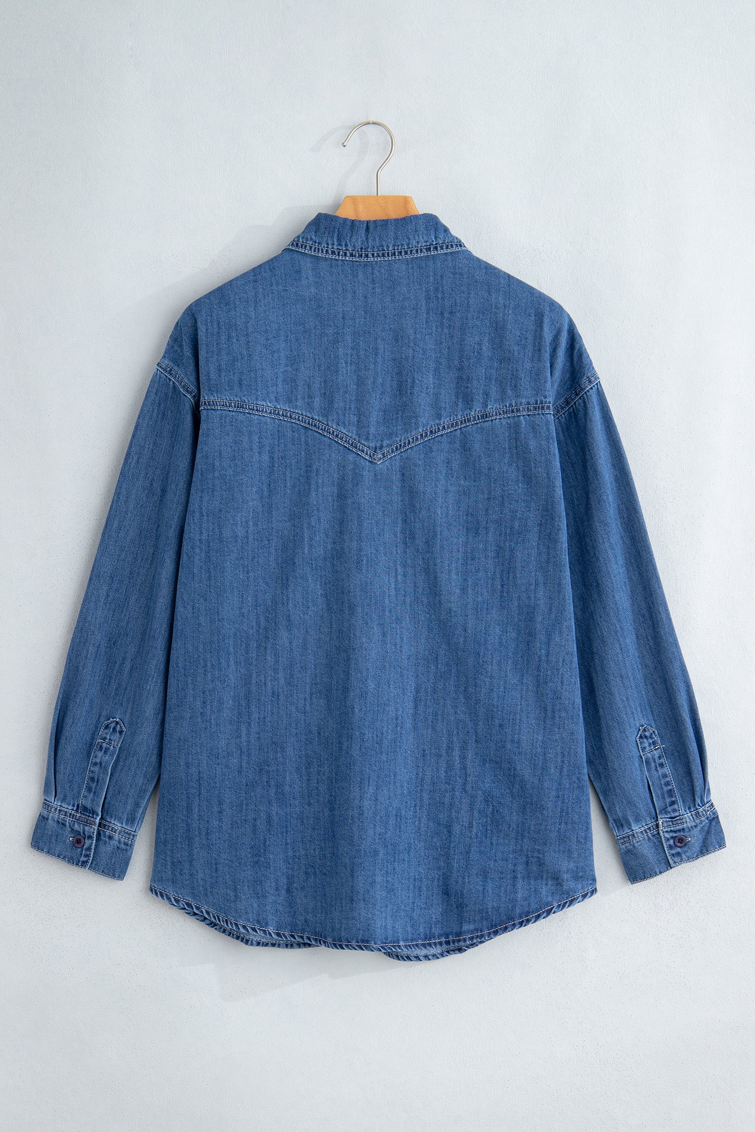 Western Denim Patch Pockets Long Sleeve Shirt