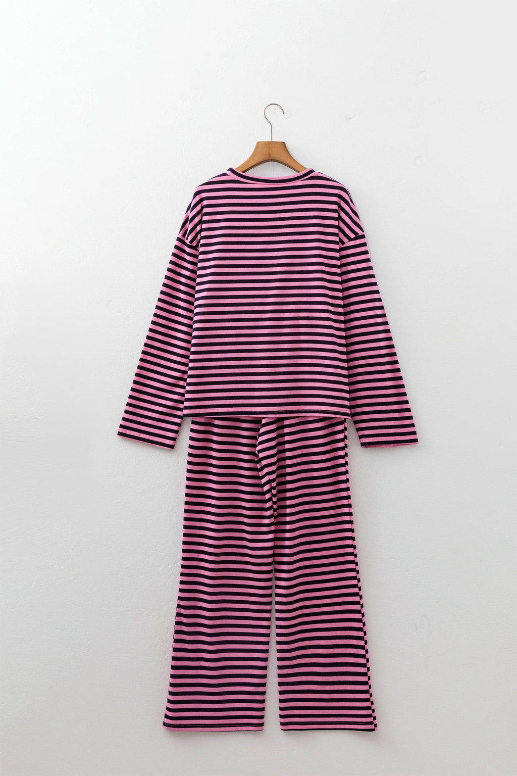 Stripe Long Sleeve Top and Drawstring Pants Set