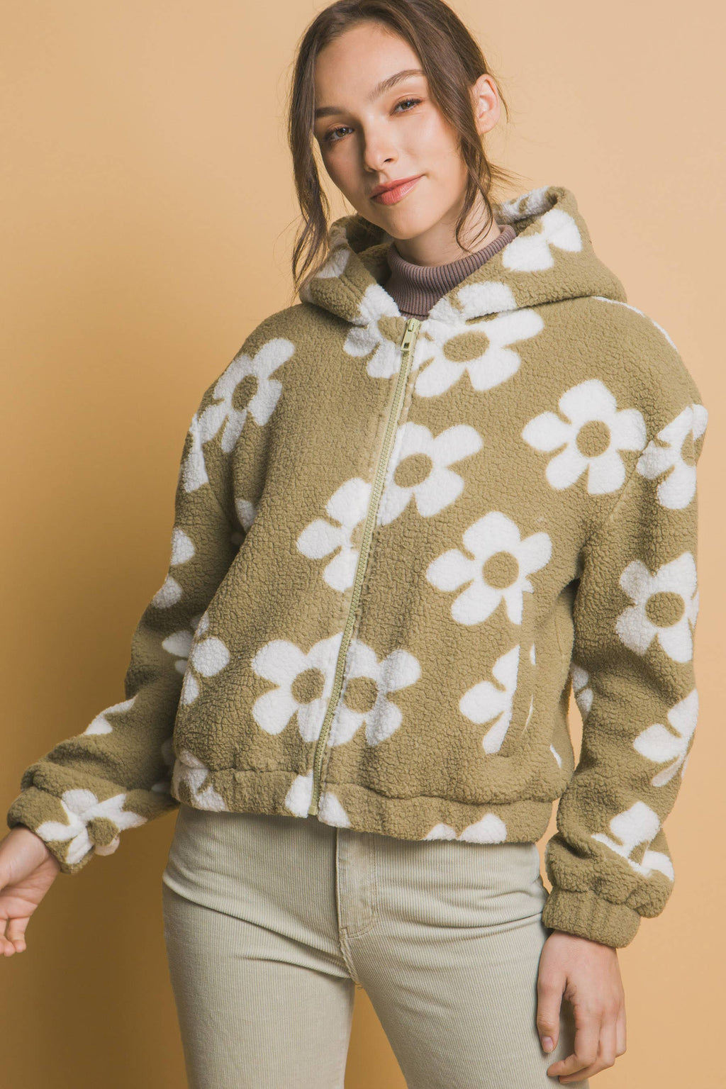 ',,,._ Faux fur Jacket: CAMEL-173616 / L