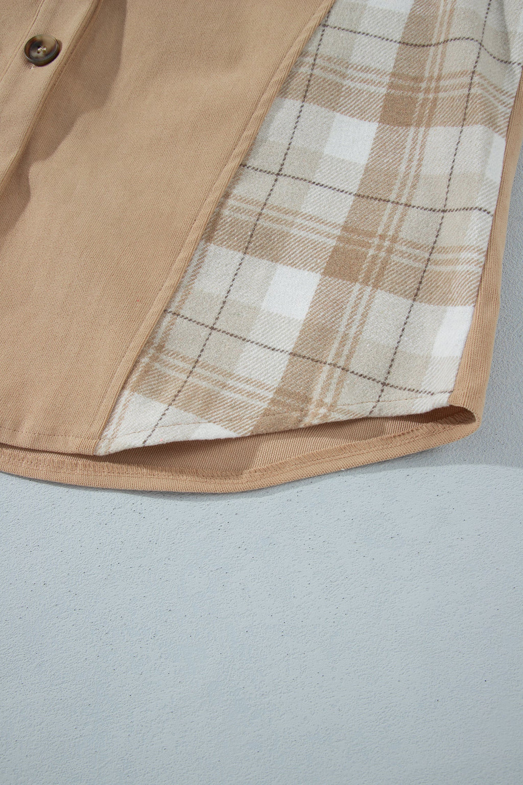 Plaid Colorblock Patch Pocket Buttoned Shacket
