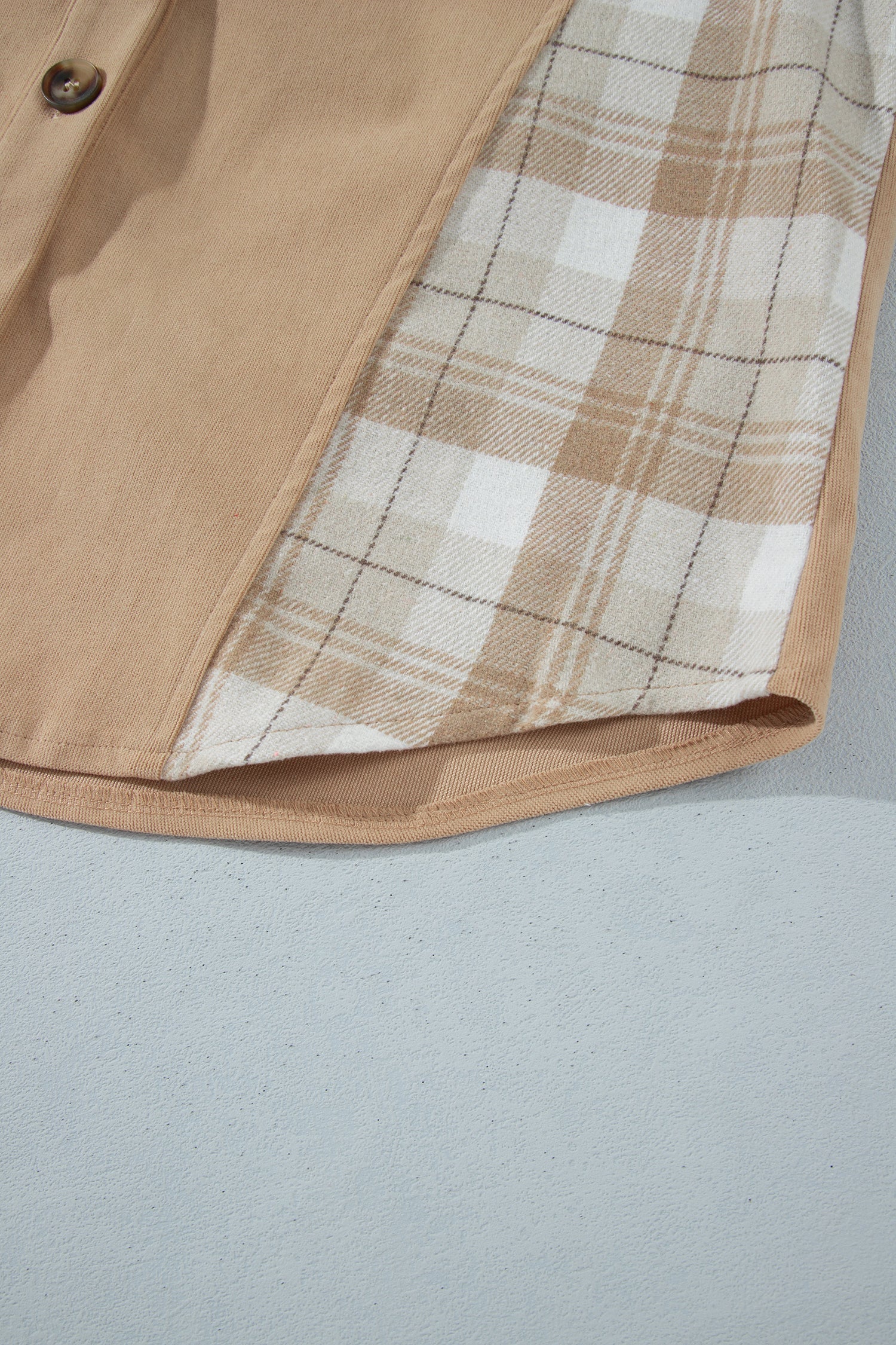 Plaid Colorblock Patch Pocket Buttoned Shacket