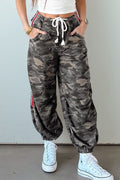Camo Side Stripe Panel Drawstring Pants