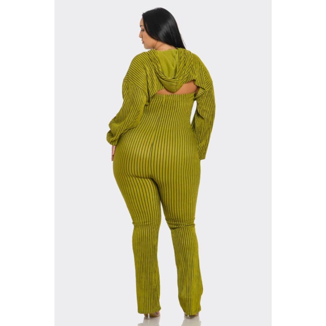 Plus Size 2 piece Strapless Jumpsuit Hoodie: Blue / 1X