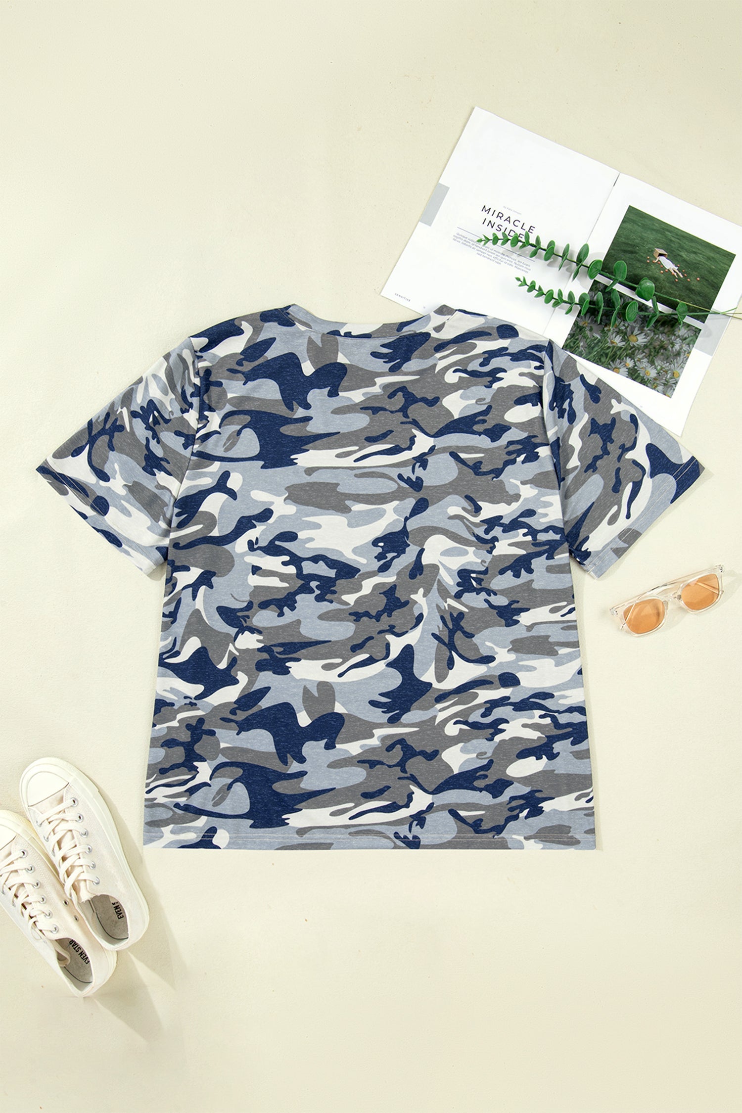 Plus Size Camo Crew Neck Short Sleeve Tee