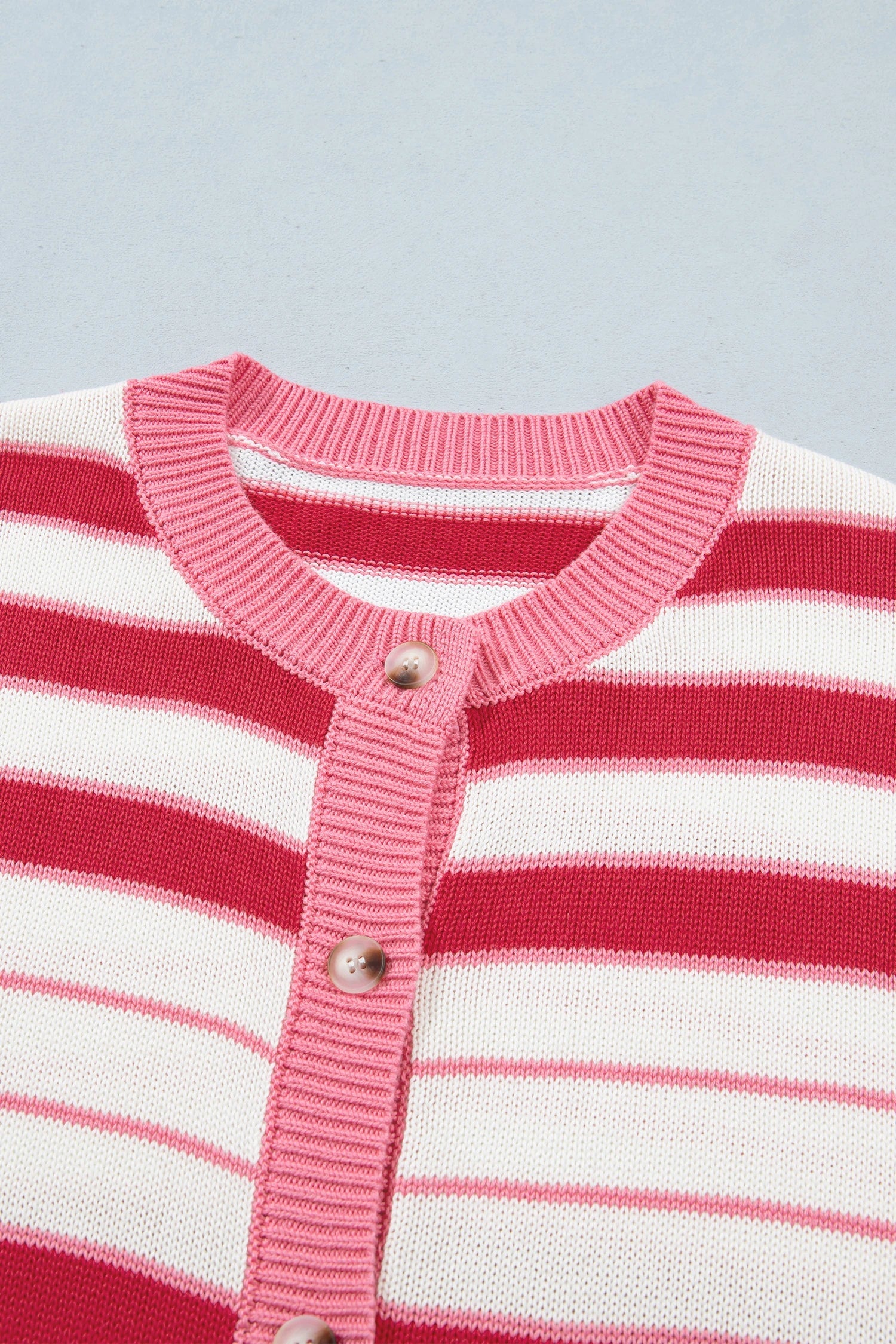 Stripe V-Neck Long Sleeve Button Front Cardigan