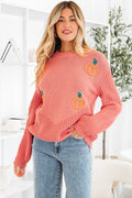 Pumpkin Embroidered Thanksgiving Holiday Sweater