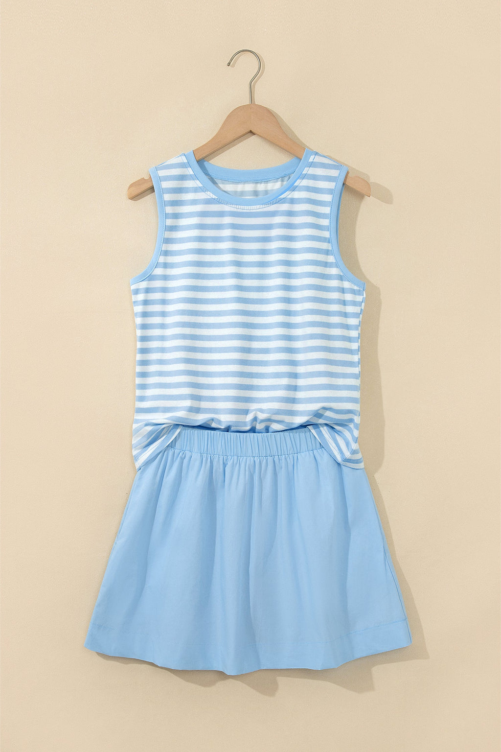 Stripe Tank Top & Contrast Ruffle Skort Set