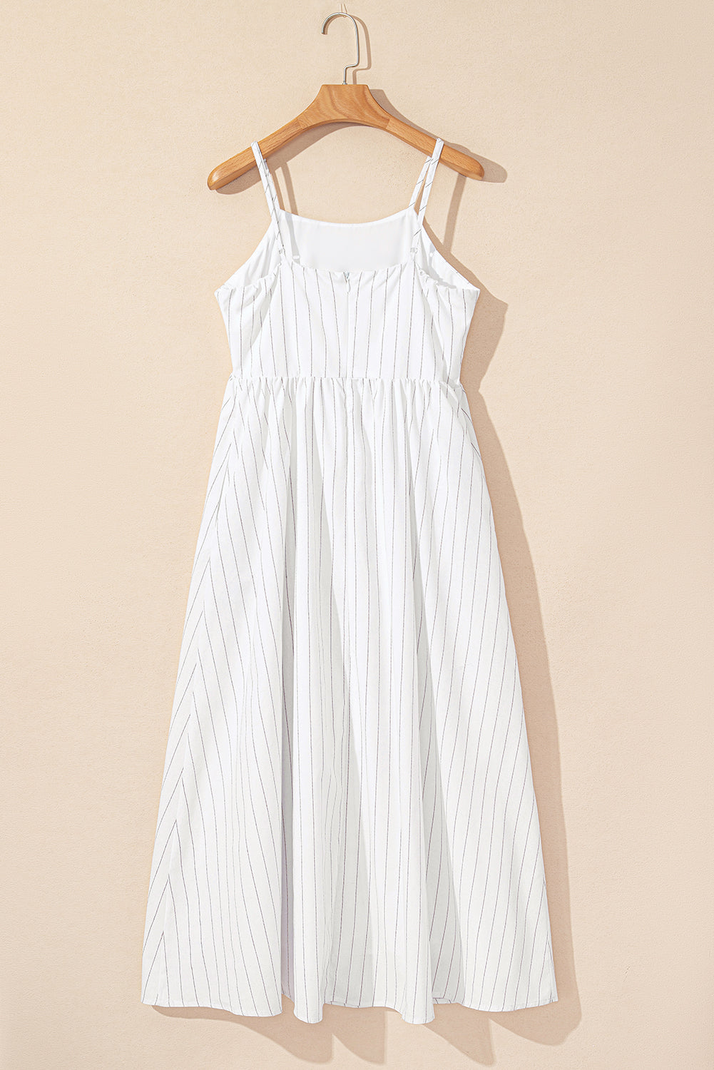 Stripe Spaghetti Strap Pocketed High Waist Maxi Dress