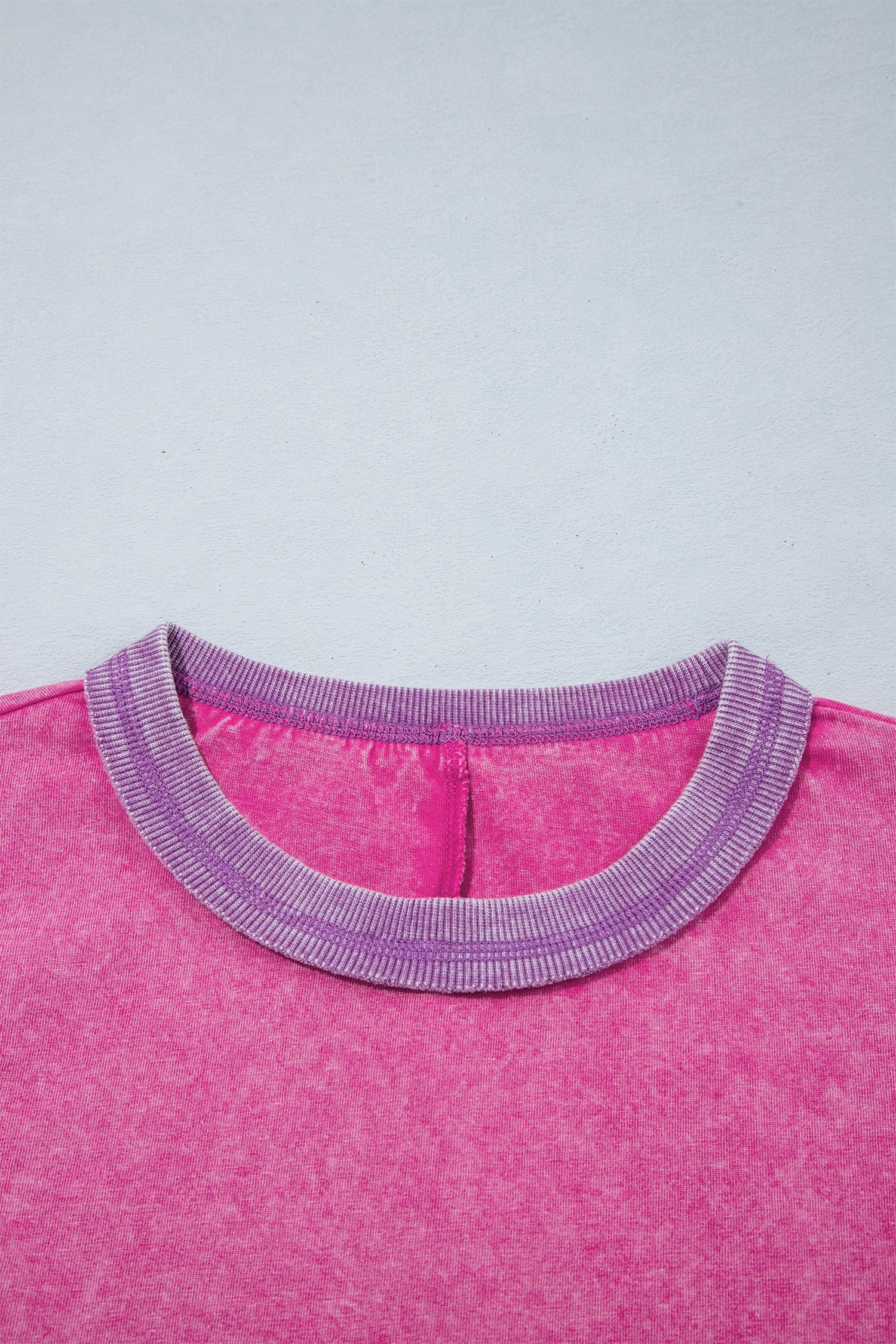 Colorblock Trim Mineral Wash 3/4 Sleeve Top