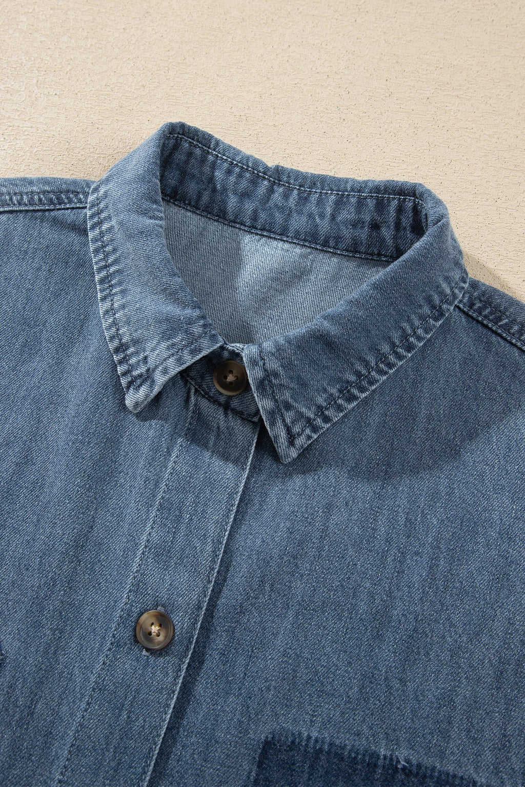 Colorblock Denim Long Sleeve Buttoned Shirt