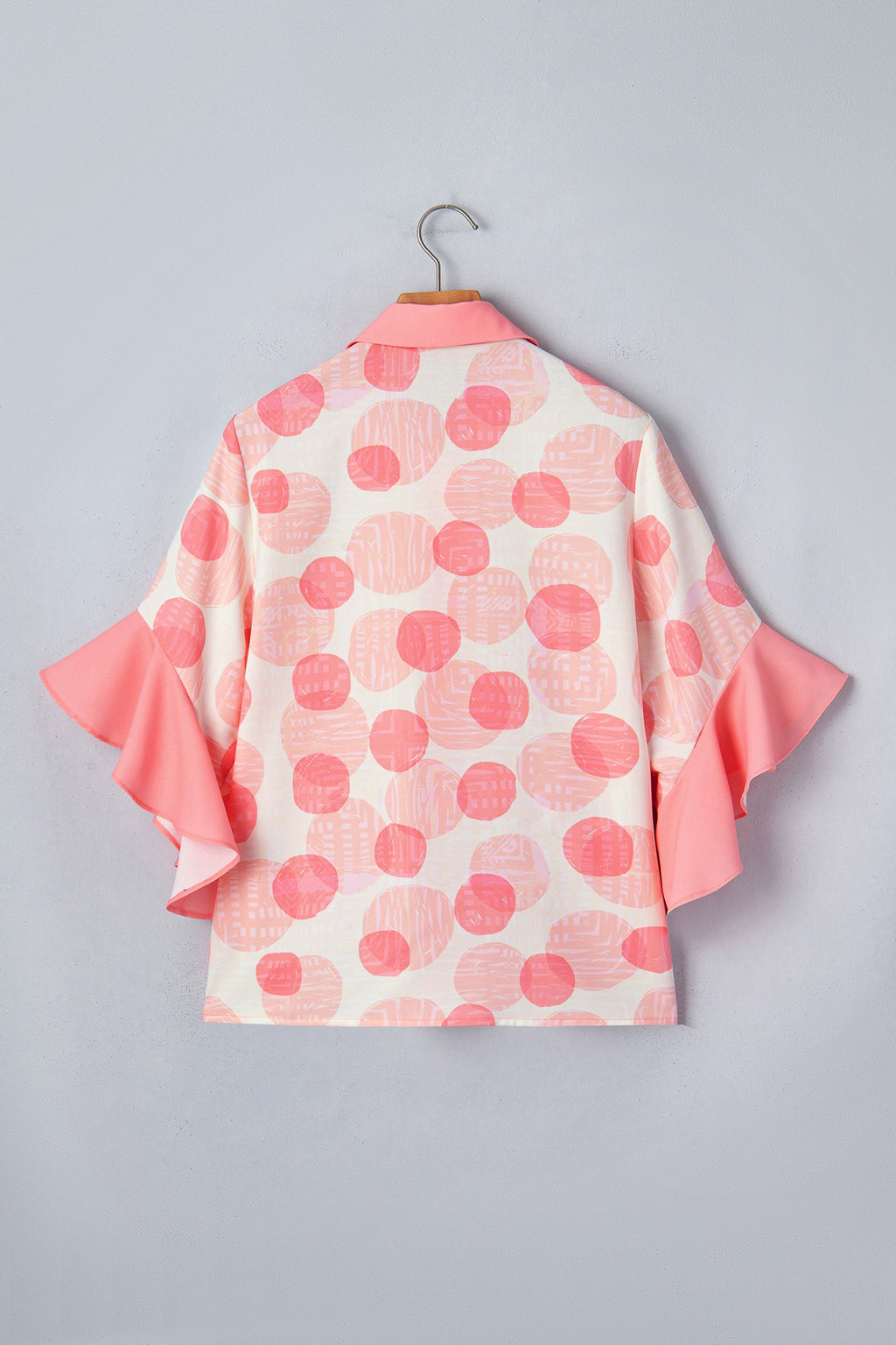 Polka Dot Ruffle Short Sleeve Babydoll Shirt